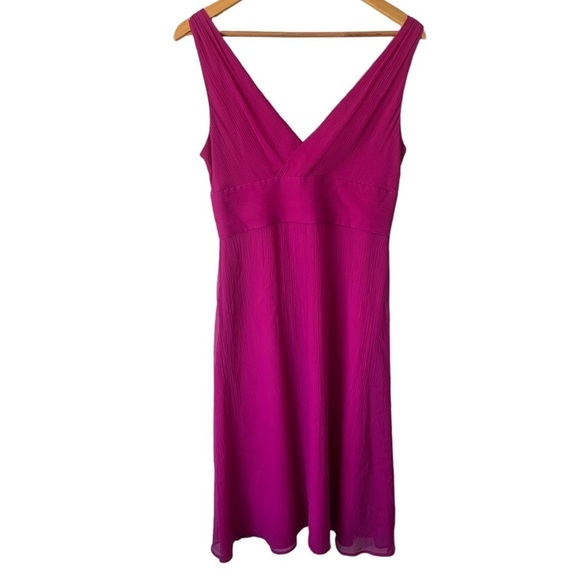 J. Crew Sophia 100% Silk Chiffon Pink Purple Wrap Bodice Lined Dress Size 10 - Picture 2 of 11